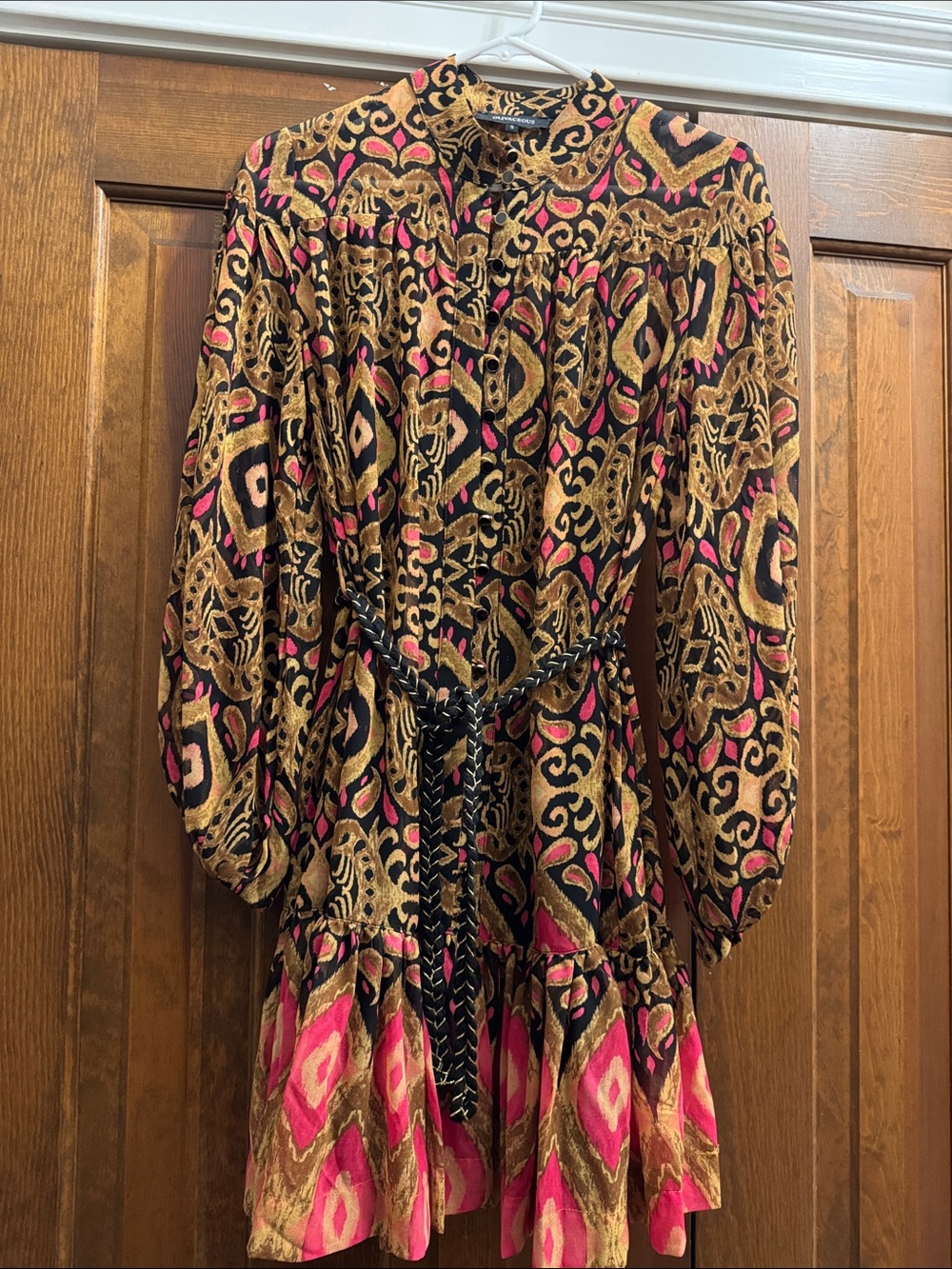 Olivaceous- small- black, brown and pink dress